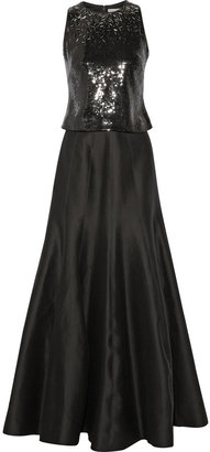 Halston Embellished cotton and silk-blend faille  two-piece gown
