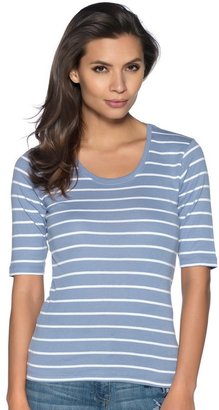 M&Co Striped scoop neck top
