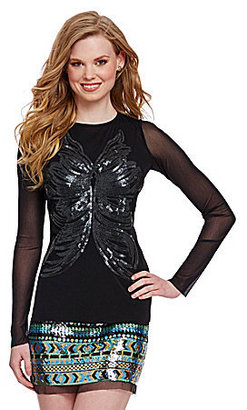 Chelsea & Violet Butterfly Sequined Long-Sleeve Top