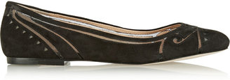 Sigerson Morrison Alesia suede and mesh ballet flats