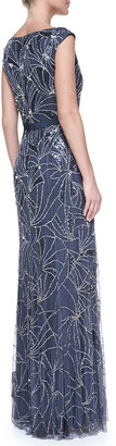 Jenny Packham Boat-Neck Comet-Beaded Gown, Galaxy