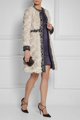 Matthew Williamson Embellished wool-paneled mohair coat