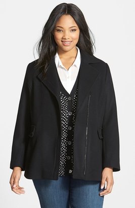 Kristen Blake Asymmetrical Wool Blend Coat (Plus Size)