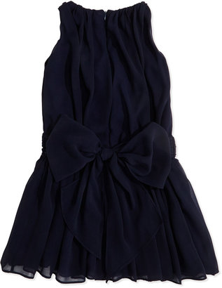 Helena Ruched Chiffon Dress, Navy, Sizes  4-6X