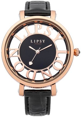 Lipsy Ladies Black Strap Watch with Black Dial