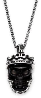 King Baby Studio Black Agate & Sterling Silver Skull Pendant Necklace