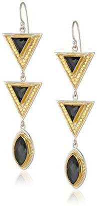 Anna Beck Designs "Gili Hematite" Gold Plated Triple Drop Earrings