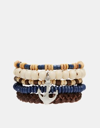 ASOS Nautical Charm Beaded Bracelet - Blue