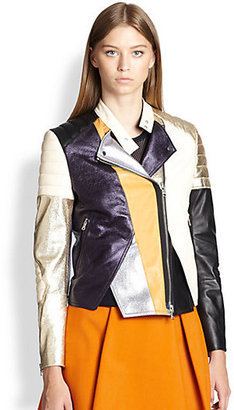 3.1 Phillip Lim Colorblock Leather Biker Jacket