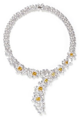 Kenneth Jay Lane CZ BY Cubic zirconia floral necklace