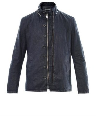 John Varvatos Double zip coated-cotton jacket