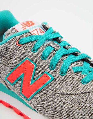 New Balance 574 Textile Turquoise Trainers