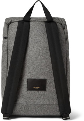 Saint Laurent Leather-Trimmed Flannel Backpack