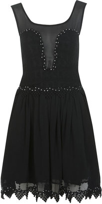 Miss Selfridge Black lace bodice dress