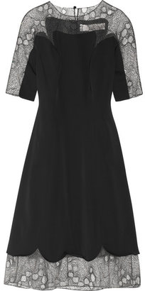 Lace-trimmed stretch-sateen dress