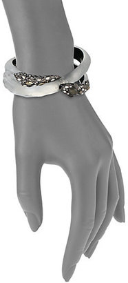Alexis Bittar Imperial Noir Lucite, Labradorite & Crystal Lace Snake Wrap Bangle Bracelet