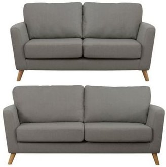 Debenhams Set of large and small grey 'Nathan' sofas with light wood feet