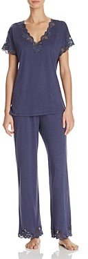 Natori Zen Floral Lace-Trim Short Sleeve Pajama Set
