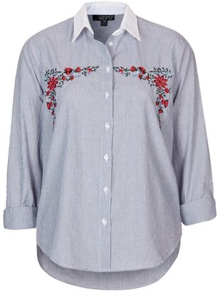 Topshop Embroidered Cotton Shirt