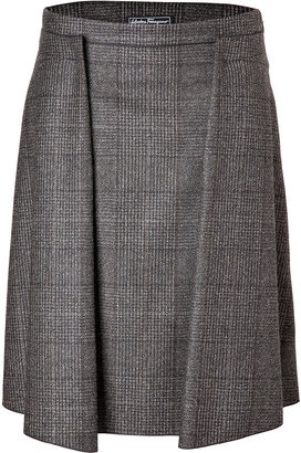 Ferragamo Wool Flannel Checked Skirt