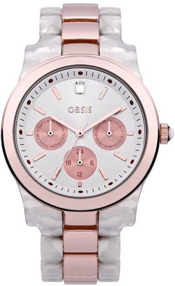 Oasis White Dial and White Pearlised Bracelet Ladies Watch