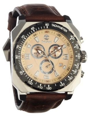 Timberland Mens brown chunky leather strap chronograph dial watch