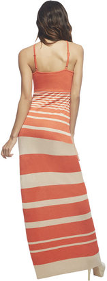 Arden B Varied Stripe Cutout Halter Maxi Dress