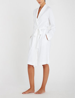 Hanro Women's White Classic Cotton-Jersey Robe, Size: Medium