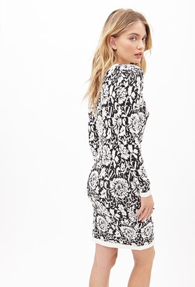 LOVE21 LOVE 21 Baroque Floral Sweater Dress