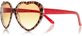River Island Girls leopard print heart sunglasses