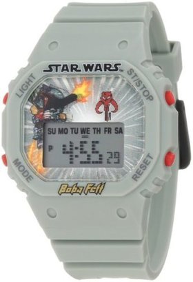 Star Wars Kids' Boba Fett Digital Watch - Rubber Strap - Grey