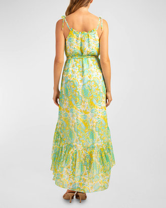 Trina Turk Honest Paisley Print High-Low Midi Dress