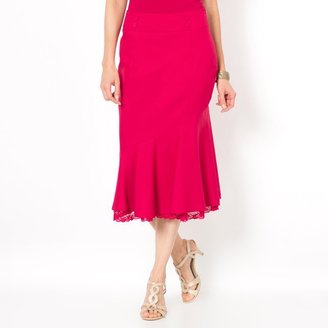 Anne Weyburn Plain Linen Look Skirt, Length 75 cm