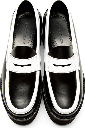 J.W.Anderson Black & White Leather Platform Penny Loafers