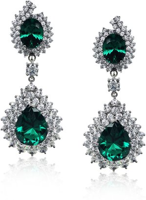 House of Fraser Carat Emerald Pear Cluster Drop Earrings