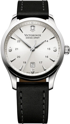 Swiss Army 566 Victorinox Swiss Army Watch, Men's Alliance Black Leather Strap 40mm 249034
