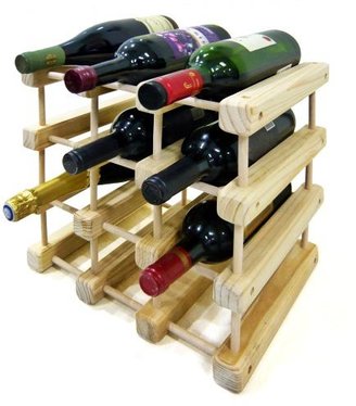 Wood Wine Rack / 12 Bottle Expandable / Modular Solid Pine Wine Rack Kit