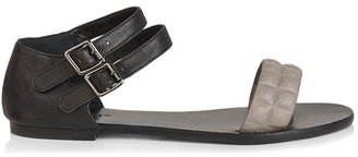 Sambag Caroline Grey/Black  3D Embossed Leather Sandal