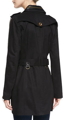 Walter Baker Ollie Faux-Leather Trimmed Zip-Detailed Trench Coat, Black