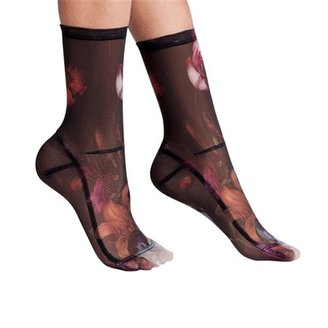 Darner - Black Floral Mesh Socks
