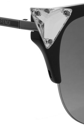 Fendi Crystal-embellished round-frame acetate sunglasses
