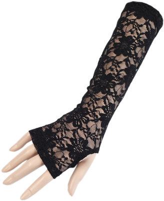 Black Long Lace Fingerless Gloves