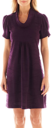 Jessica Howard Short-Sleeve Cowlneck Dress