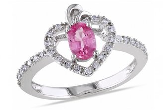 Ice 1/6 CT TDW Diamond and 5/8 CT TGW Pink Sapphire 10K White Gold Fashion Ring