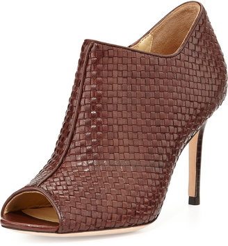 Cole Haan Annabel Woven Leather Bootie, Chestnut