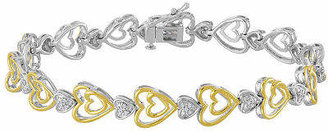 Fine Jewelry ForeverMine 1/10 CTTW Diamond 14K Yellow Gold/Sterling Silver Heart Bracelet Family