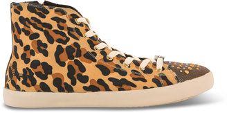GUESS Suede leather boots with laces - Leopard print