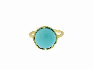 Irene Neuwirth Round Cabochon Turquoise Ring in Yellow  Gold