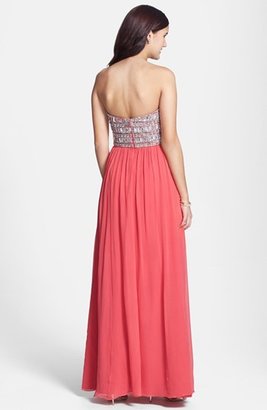 Sean Collection Embellished Silk Georgette Strapless Gown