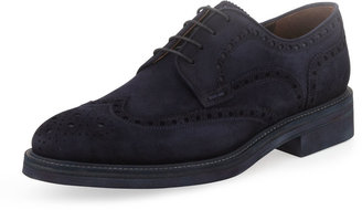 Magnanni Suede Wing-Tip Lace-Up, Blue